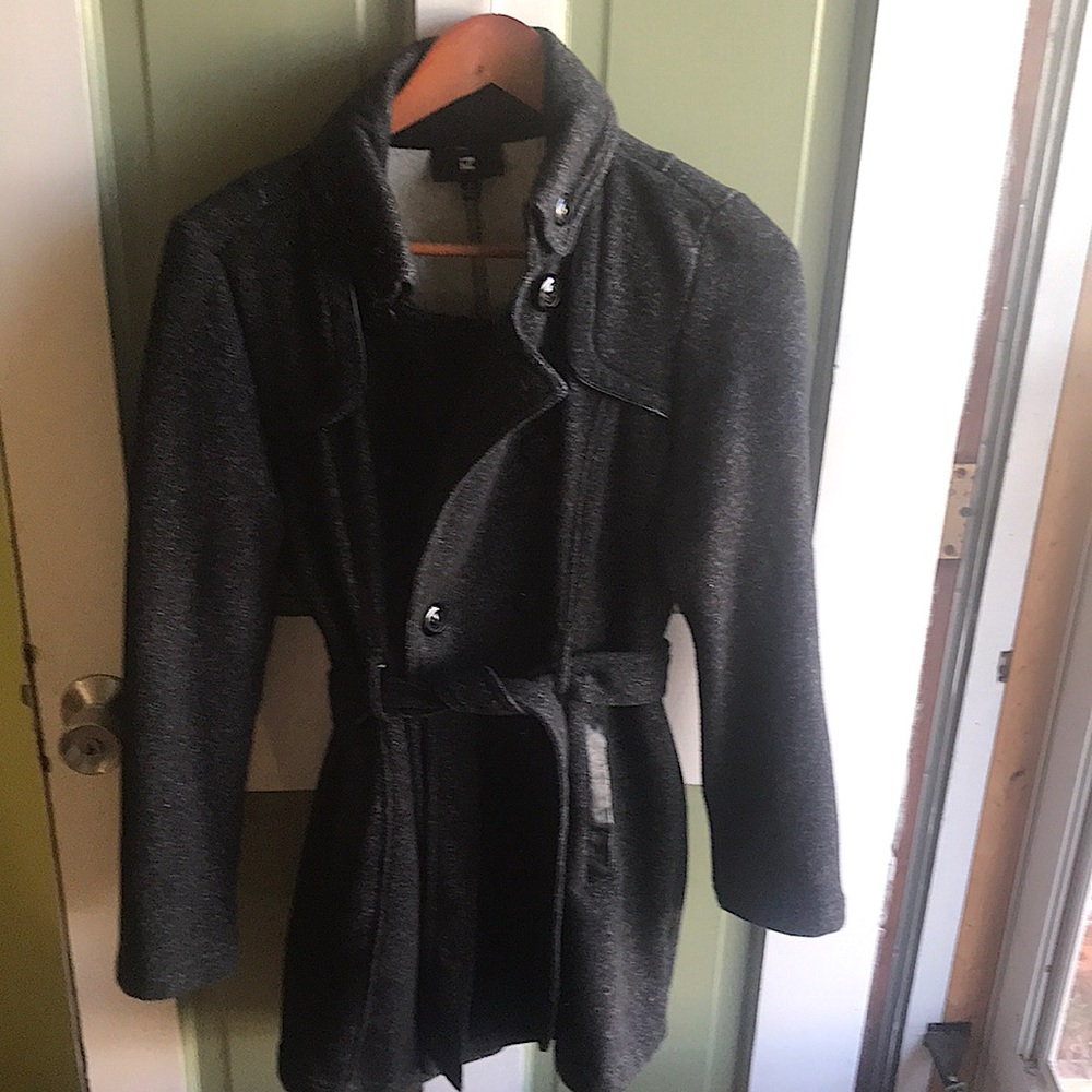 Soft Sweater “trench coat” with faux leather trim